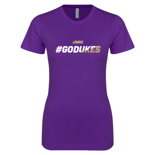 James Madison Next Level Womens Purple Boyfriend T