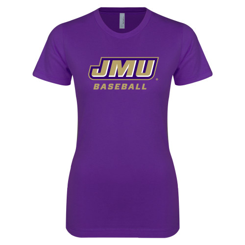 James Madison Next Level Womens Purple Boyfriend T