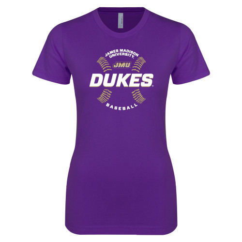 James Madison Next Level Womens Purple Boyfriend T