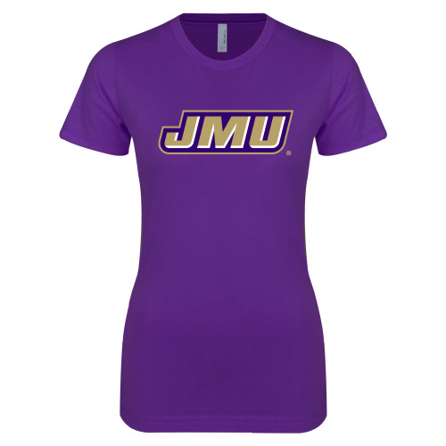 James Madison Next Level Womens Purple Boyfriend T