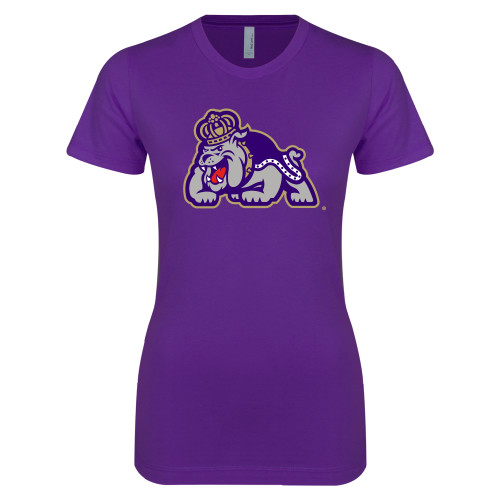 James Madison Next Level Womens Purple Boyfriend T