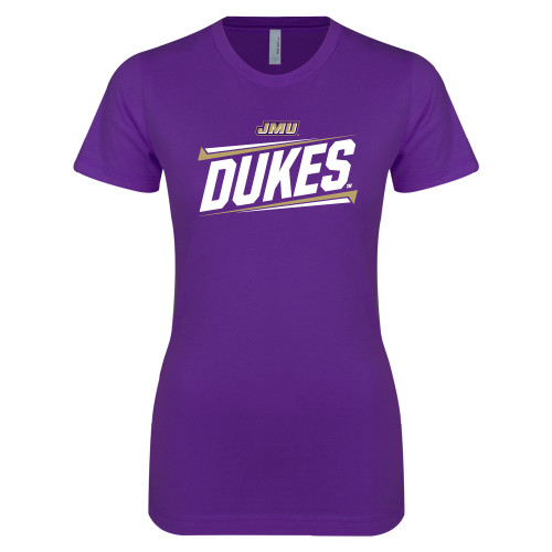 James Madison Next Level Womens Purple Boyfriend T