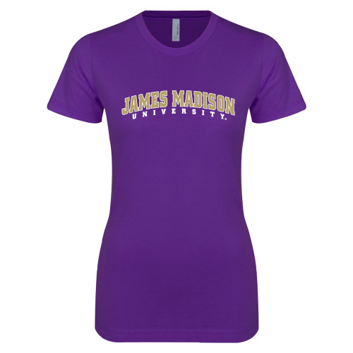 James Madison Next Level Womens Purple Boyfriend T