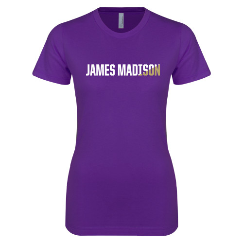 James Madison Next Level Womens Purple Boyfriend T