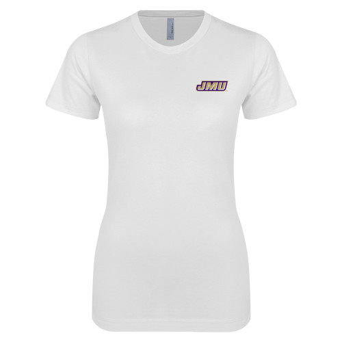  Next Level Womens White Boyfriend Tee - Primary Logo