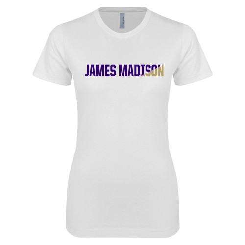  Next Level Womens White Boyfriend Tee - James Madison Two Tone