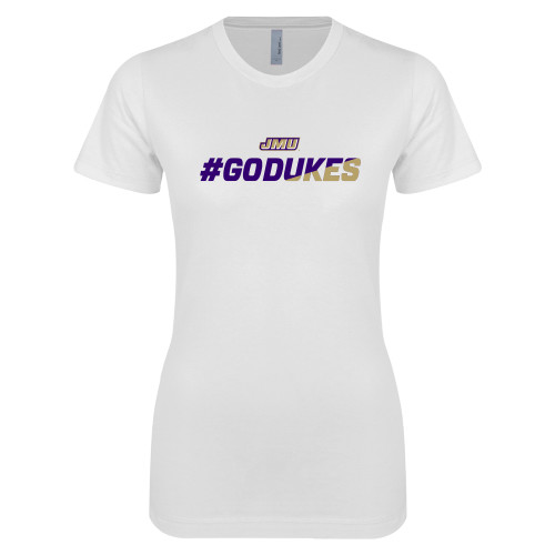  Next Level Womens White Boyfriend Tee - #GoDukes