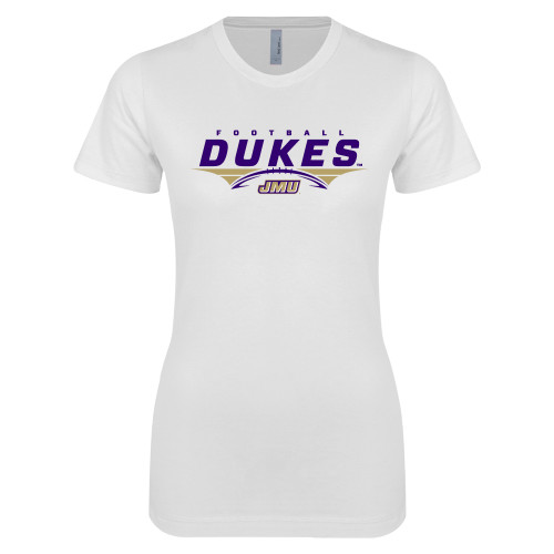 James Madison Next Level Womens White Boyfriend T