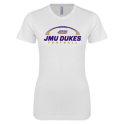 James Madison Next Level Womens White Boyfriend T