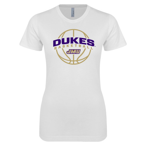 James Madison Next Level Womens White Boyfriend T