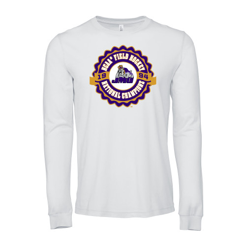 James Madison Bella + Canvas White Jersey Cotton Long Sleeve T Shi