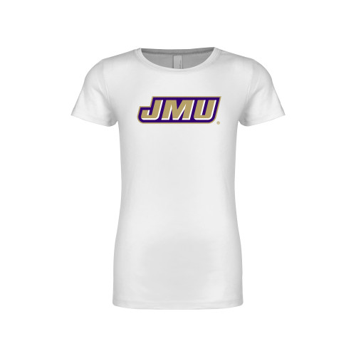 James Madison Next Level Girls White Fashion Fit T Shi