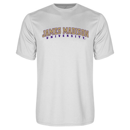  White Performance Tee - James Madison University Arched