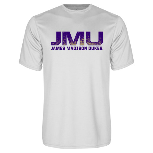  White Performance Tee - JMU James Madison Dukes Textured