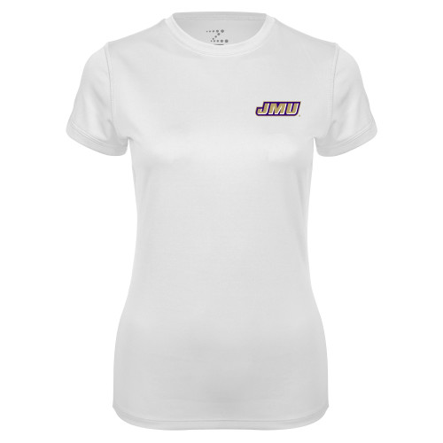  Womens White Performance Tee - Primary Logo