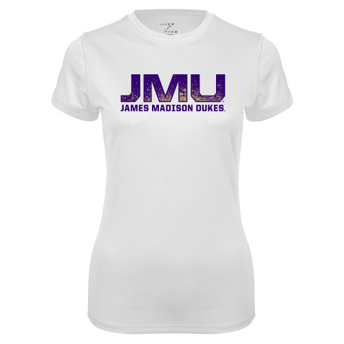  Womens White Performance Tee - JMU James Madison Dukes Textured