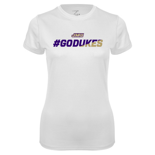  Womens White Performance Tee - #GoDukes