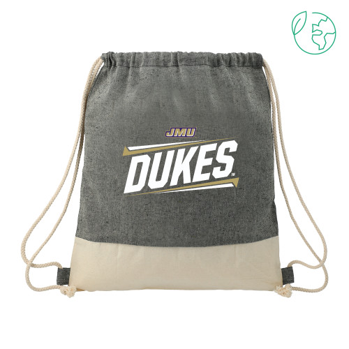 James Madison Split Recycled Cotton Natural/Black Drawstring Bag