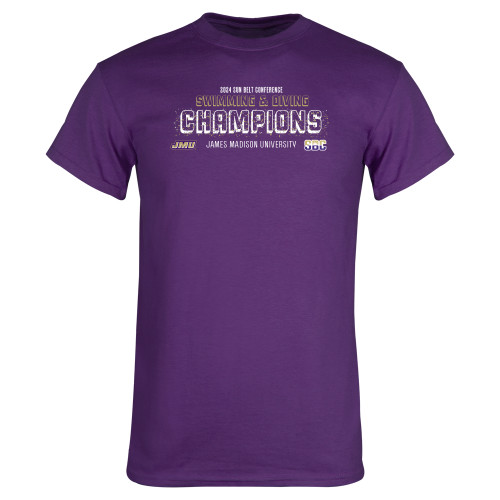  Purple T Shirt - 2024 JMU Sun Belt Swim and Dive Champs