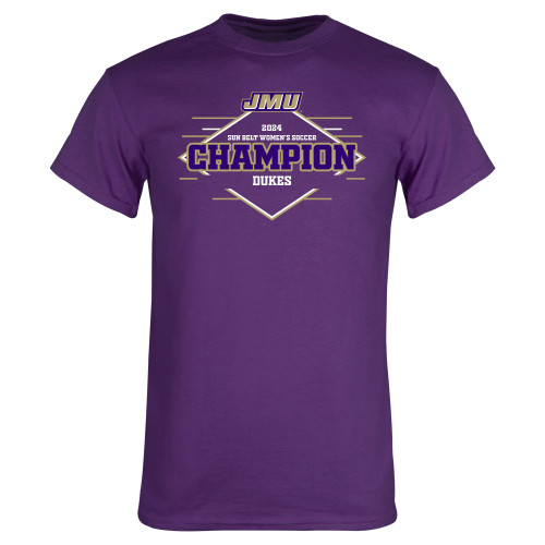  Purple T Shirt - 2024 JMU Sun Belt Womens Soccer Champs