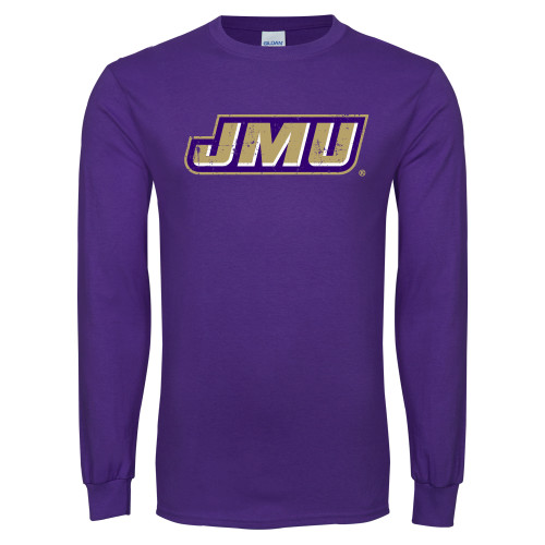  Purple Long Sleeve T Shirt - Primary Logo Distressed