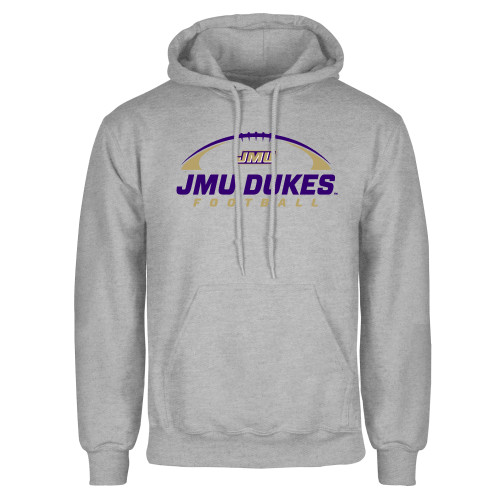  Grey Fleece Hoodie - JMU Dukes Football Under Ball