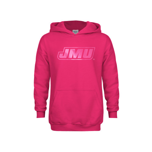  Youth Hot Pink Fleece Hoodie - Primary Logo Foil