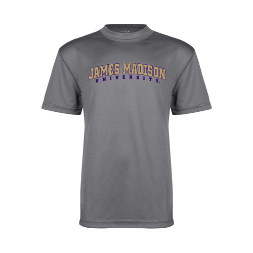  Youth Performance Grey Concrete Tee - James Madison University Arched