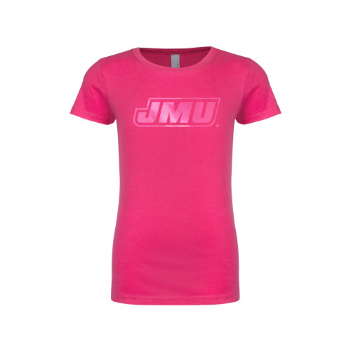  Next Level Girls Fuchsia Fashion Fit T Shirt - Primary Logo Foil