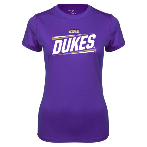  Womens Purple Performance Tee - Dukes Slanted