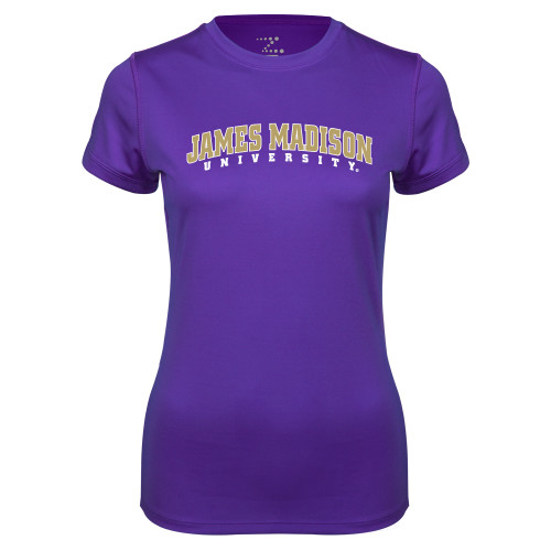  Womens Purple Performance Tee - James Madison University Arched