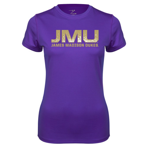  Womens Purple Performance Tee - JMU James Madison Dukes Textured