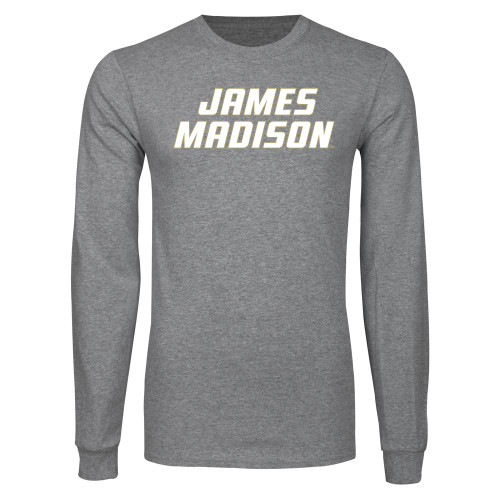  Grey Long Sleeve T Shirt - Stacked James Madison