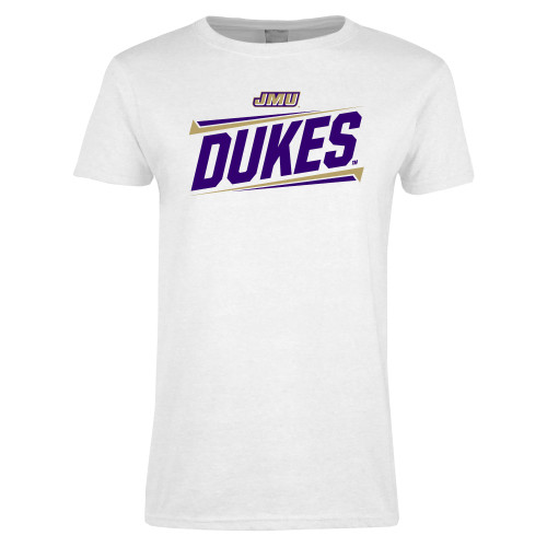  Womens White Short Sleeve Tee - Dukes Slanted