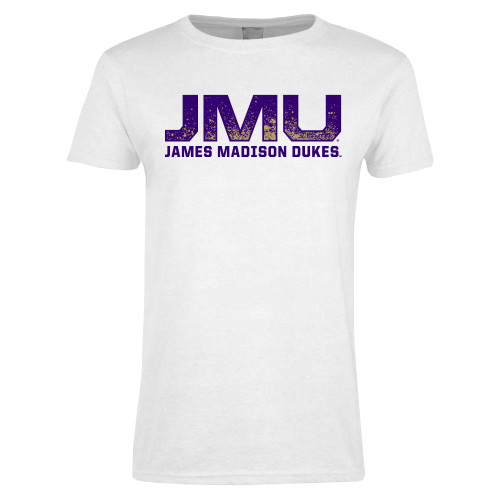  Womens White Short Sleeve Tee - JMU James Madison Dukes Textured