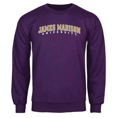  Purple Fleece Crew - James Madison University Arched