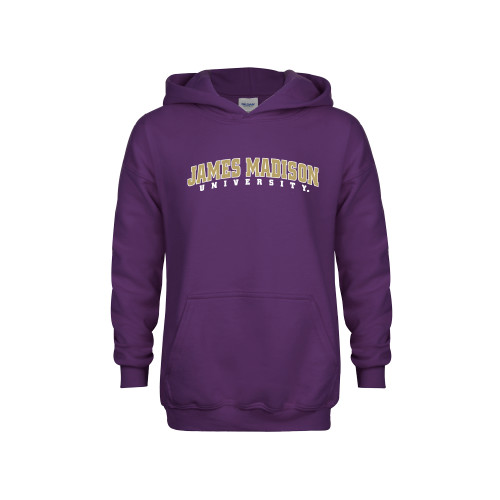  Youth Purple Fleece Hoodie - James Madison University Arched