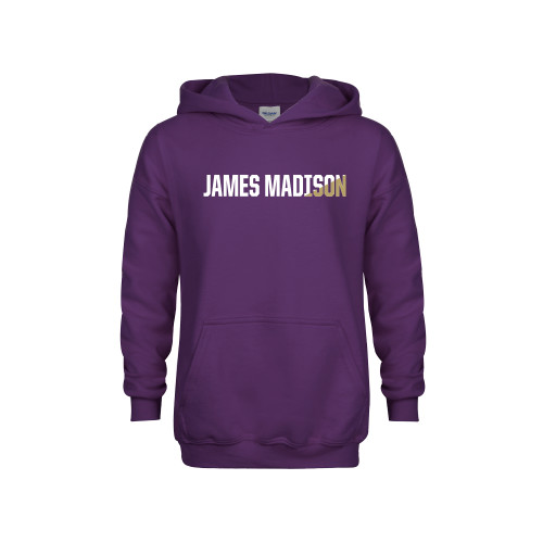  Youth Purple Fleece Hoodie - James Madison Two Tone