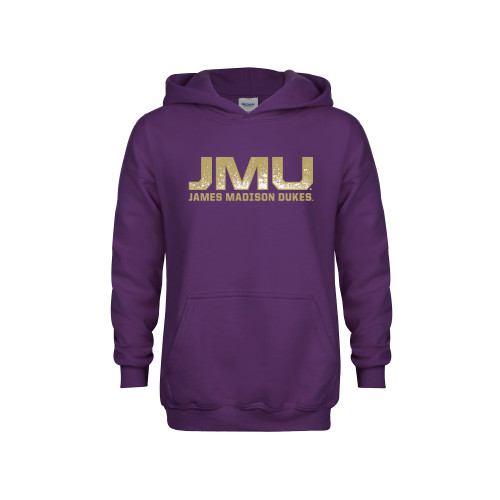  Youth Purple Fleece Hoodie - JMU James Madison Dukes Textured