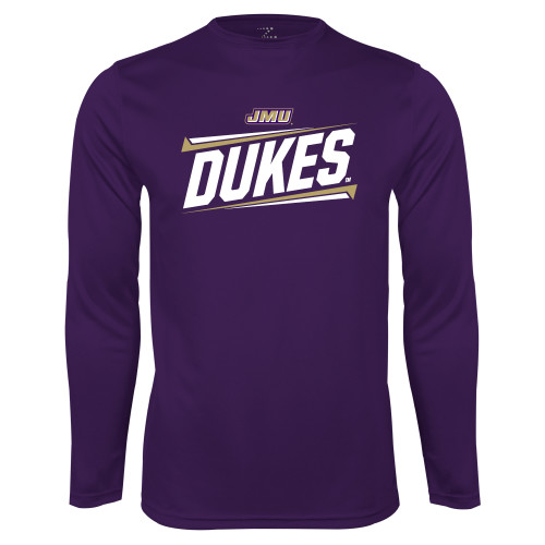  Purple Performance Long Sleeve Shirt - Dukes Slanted