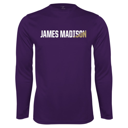  Purple Performance Long Sleeve Shirt - James Madison Two Tone