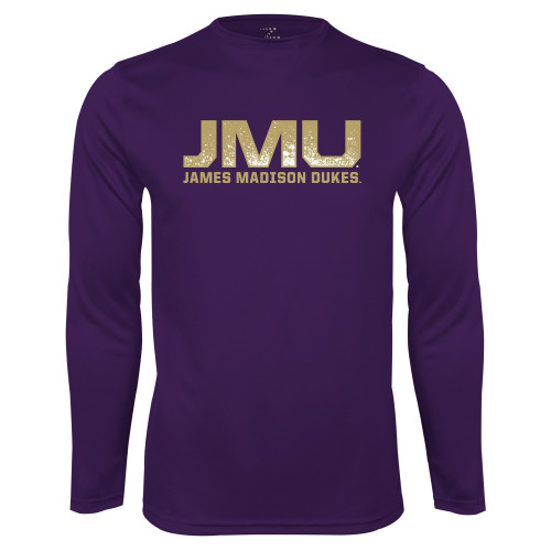  Purple Performance Long Sleeve Shirt - JMU James Madison Dukes Textured