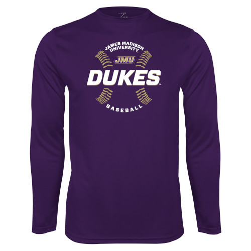 James Madison Purple Performance Long Sleeve Shi