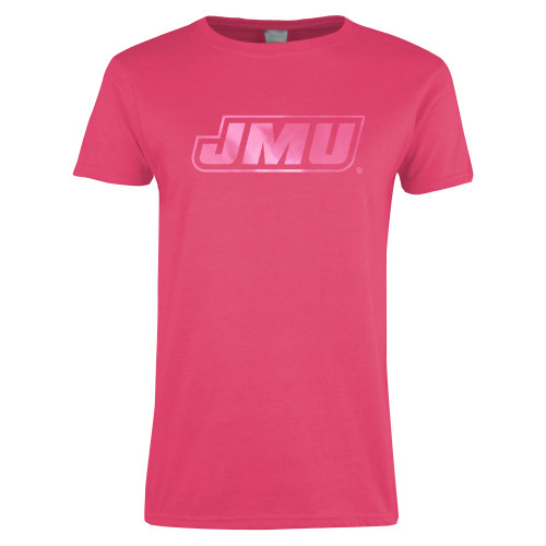  Womens Hot Pink Short Sleeve Tee - Primary Logo Foil