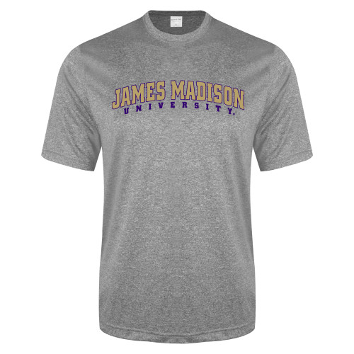  Grey Heather Performance Contender Tee - James Madison University Arched