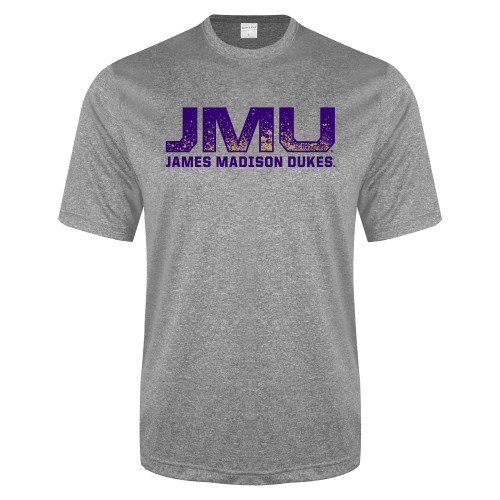  Grey Heather Performance Contender Tee - JMU James Madison Dukes Textured