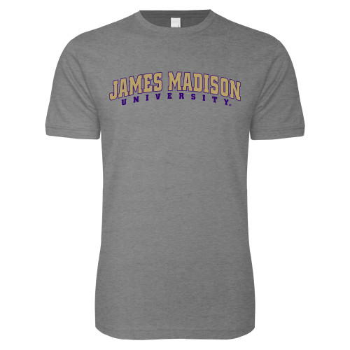  Next Level Heather Grey SoftStyle T Shirt - James Madison University Arched