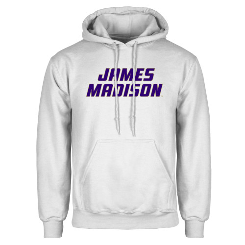  White Fleece Hoodie - Stacked James Madison