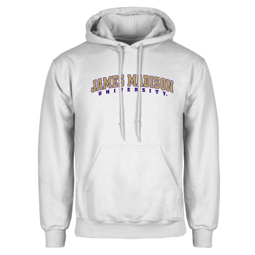  White Fleece Hoodie - James Madison University Arched