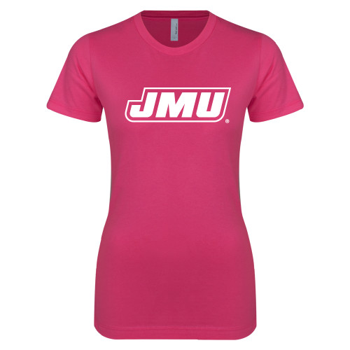  Next Level Womens Fuchsia Boyfriend Tee - Primary Logo